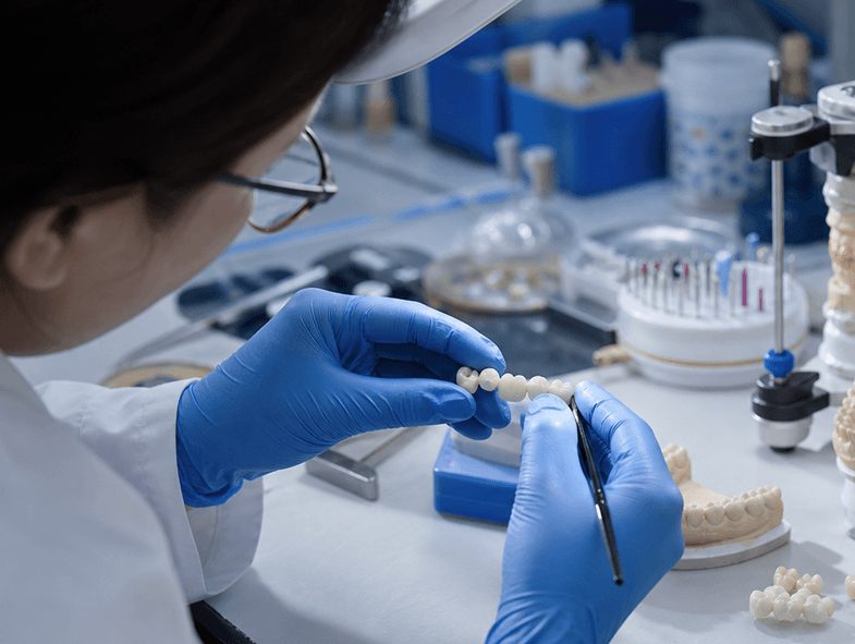 Dental technician working in a lab